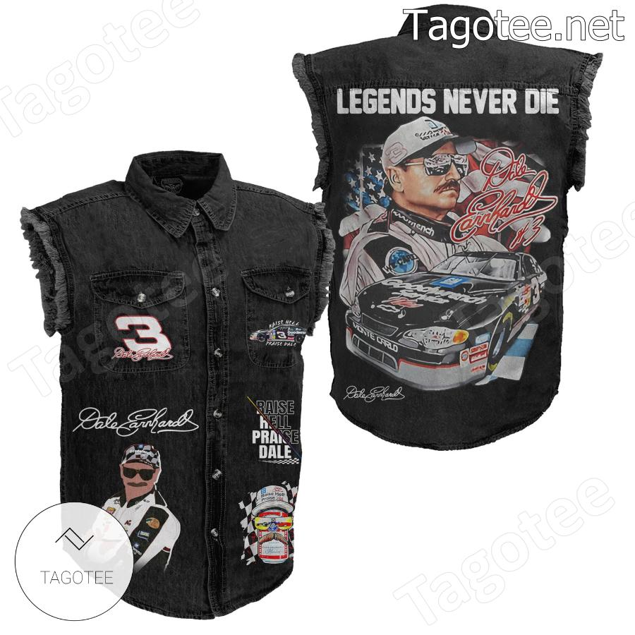 Dale Earnhardt Legends Never Die Sleeveless Denim Jacket