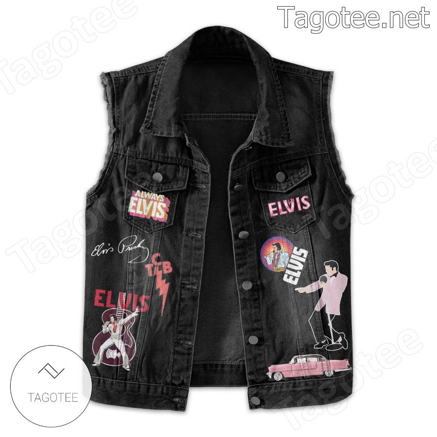 Elvis Presley There Must Be Lights Sleeveless Denim Jacket a