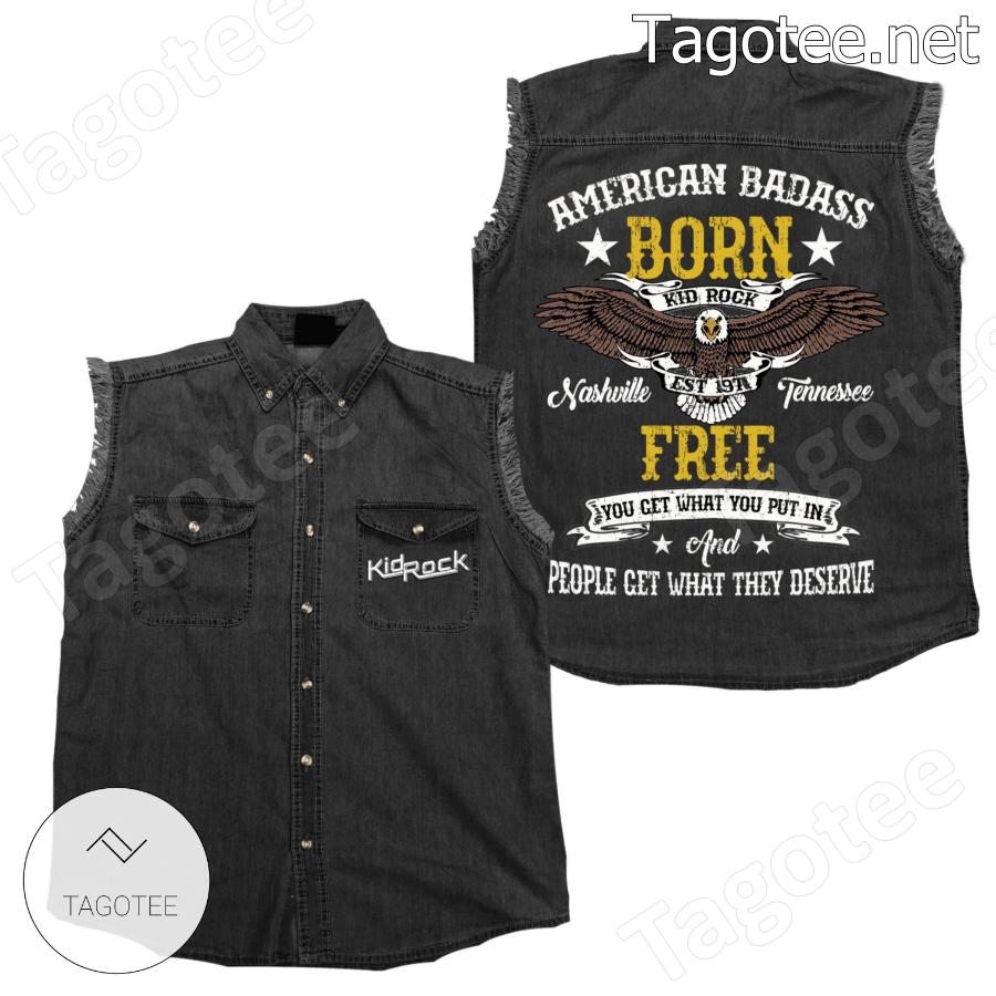 Kid Rock American Badass Born Free Sleeveless Denim Jacket a