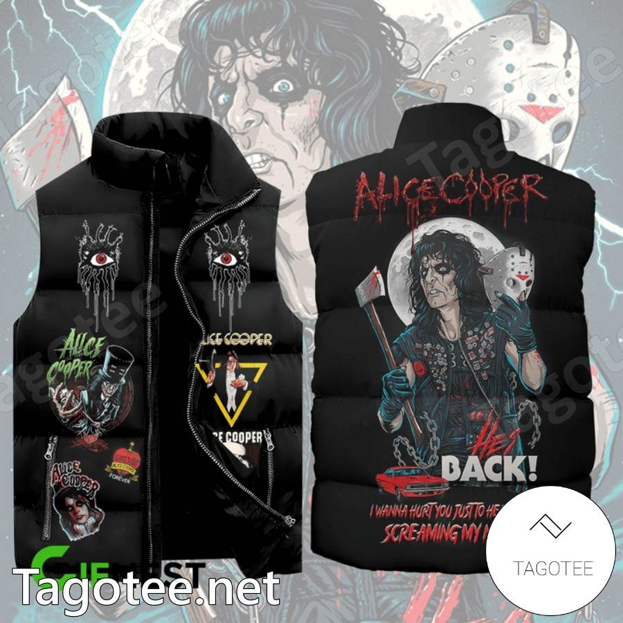Alice Cooper Back I Wanna Hurt You Just To Hear You Screaming My Name Puffer Vest