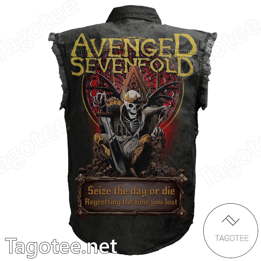 Avenged Sevenfold Seize The Day Or Die Sleeveless Denim Jacket a