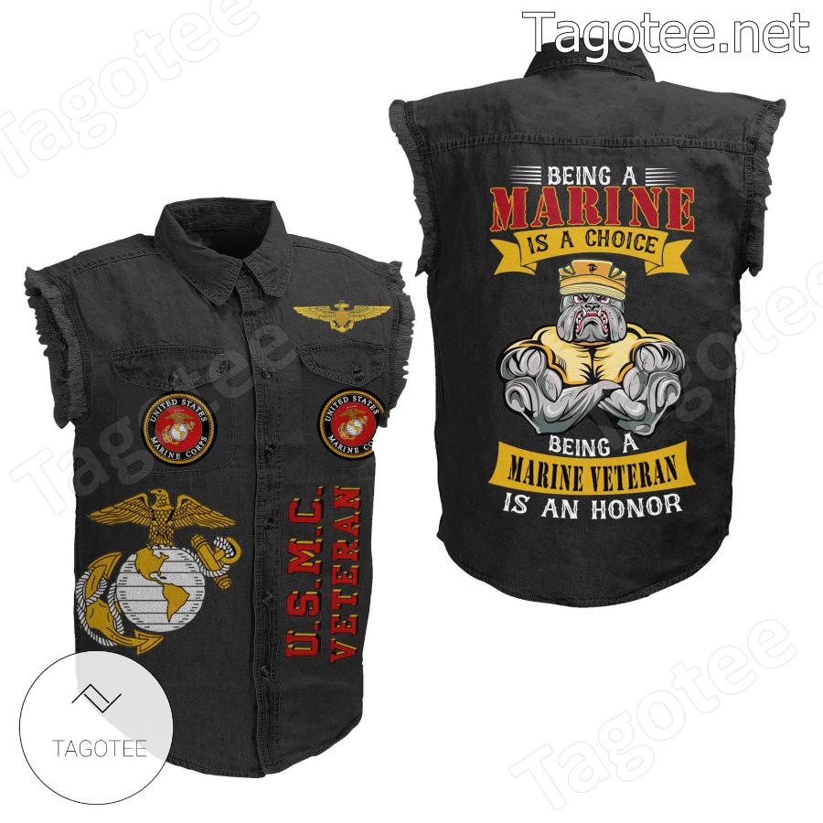 Being A Marine Is A Choice Being A Marine Veteran Is An Honor Denim Jean Vest