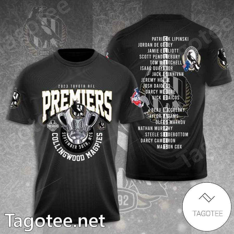 2023 Toyota Afl Premiers Collingwood Magpies Players Shirt