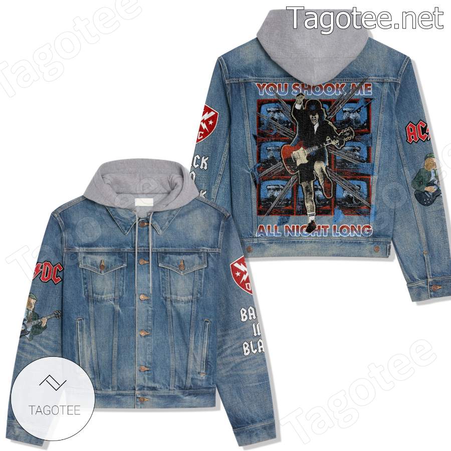 Ac Dc You Shook Me All Night Long Hooded Jean Jacket