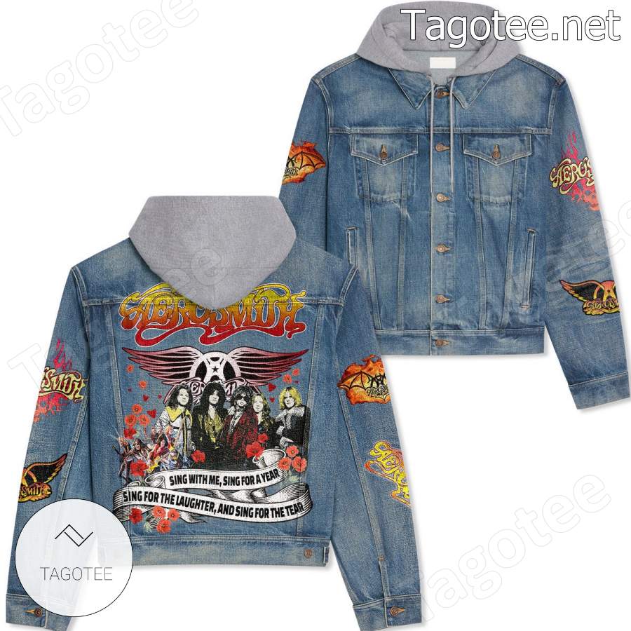 Aerosmith Sing With Me Sing For A Year Hooded Jean Jacket