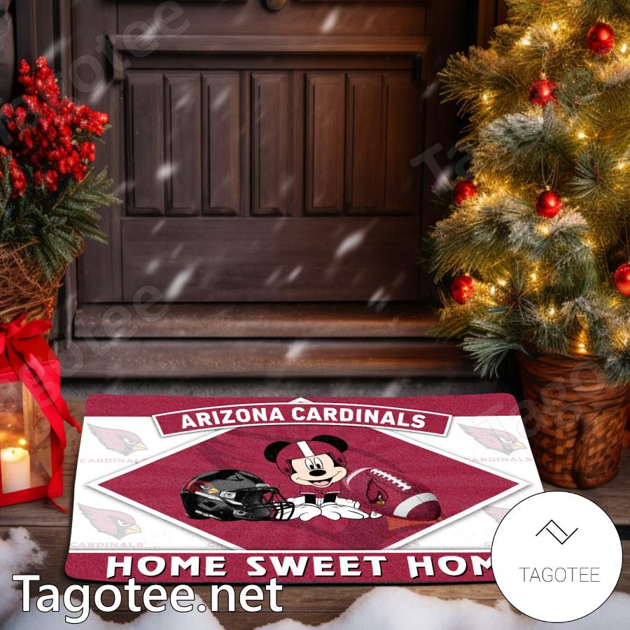 Arizona Cardinals Mickey Mouse Home Sweet Home Doormat a