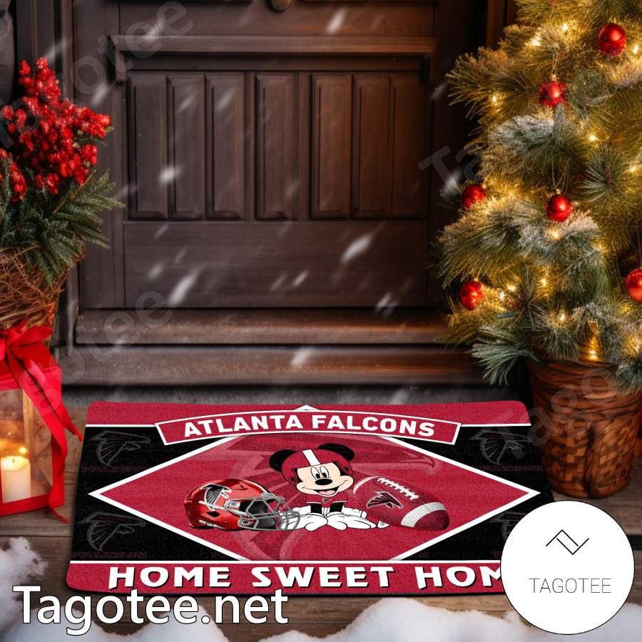 Atlanta Falcons Mickey Mouse Home Sweet Home Doormat a