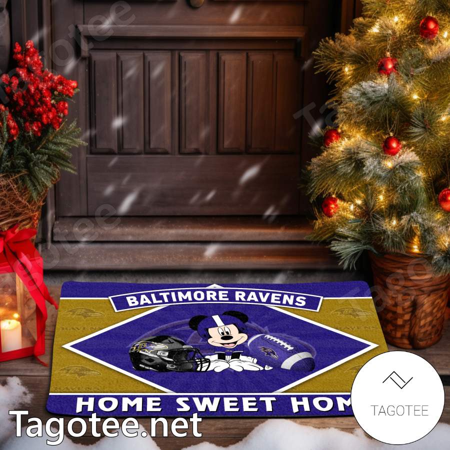 Baltimore Ravens Mickey Mouse Home Sweet Home Doormat a