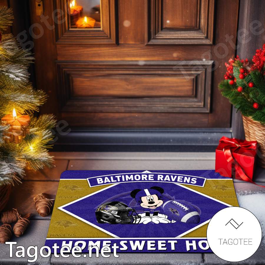 Baltimore Ravens Mickey Mouse Home Sweet Home Doormat