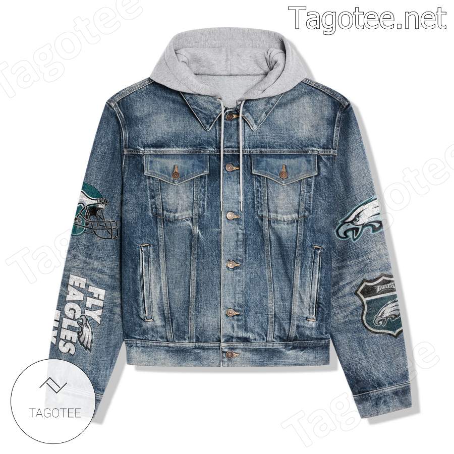 Be As One Philadelphia Eagles Rise As One Fly As One Hooded Jean Jacket a