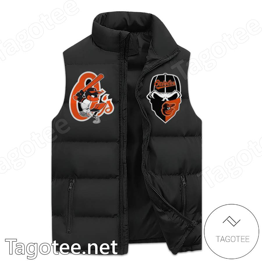 Buckle Up Baltimore Orioles Men's Sleeveless Puffer Jacket a