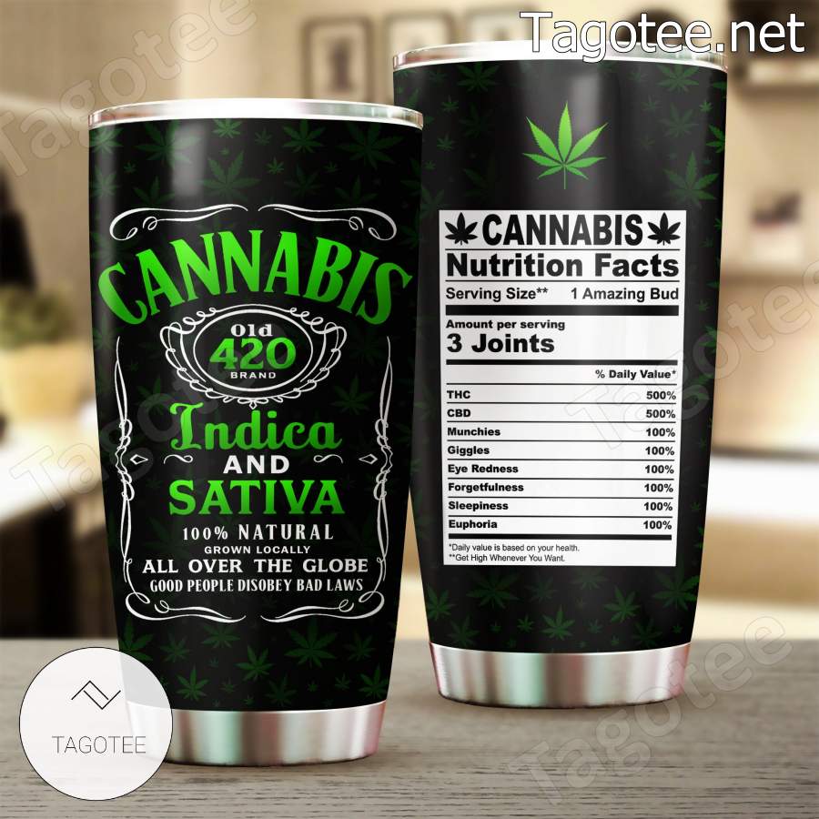 Cannabis Old 420 Brand Indica And Sativa Tumbler