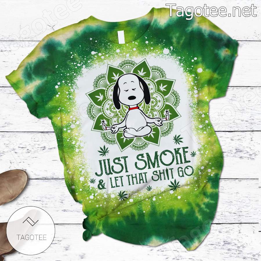 Cannabis Tie Dye Snoopy Just Smoke And Let That Shit Go Pajamas Set a