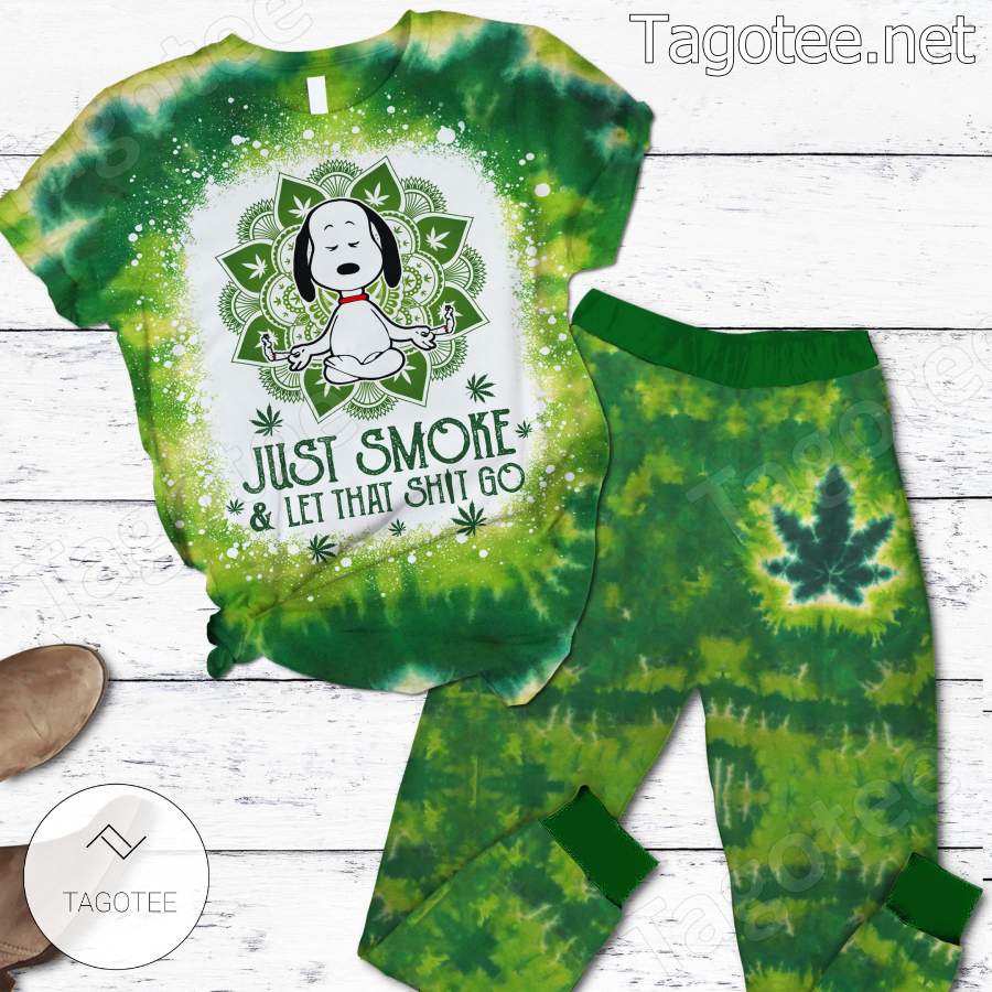 Cannabis Tie Dye Snoopy Just Smoke And Let That Shit Go Pajamas Set