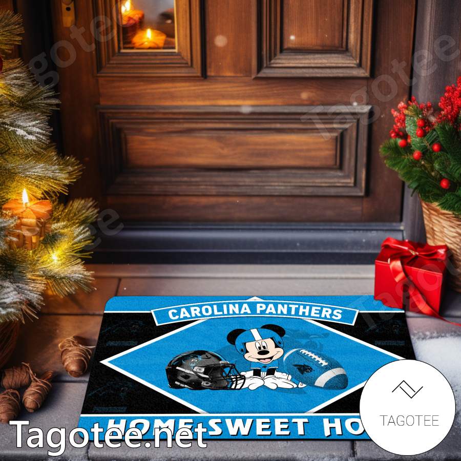 Carolina Panthers Mickey Mouse Home Sweet Home Doormat