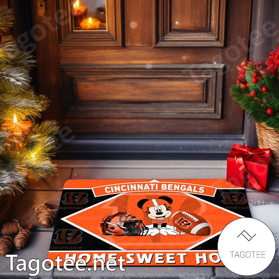 Cincinnati Bengals Mickey Mouse Home Sweet Home Doormat