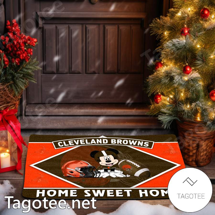 Cleveland Browns Mickey Mouse Home Sweet Home Doormat a