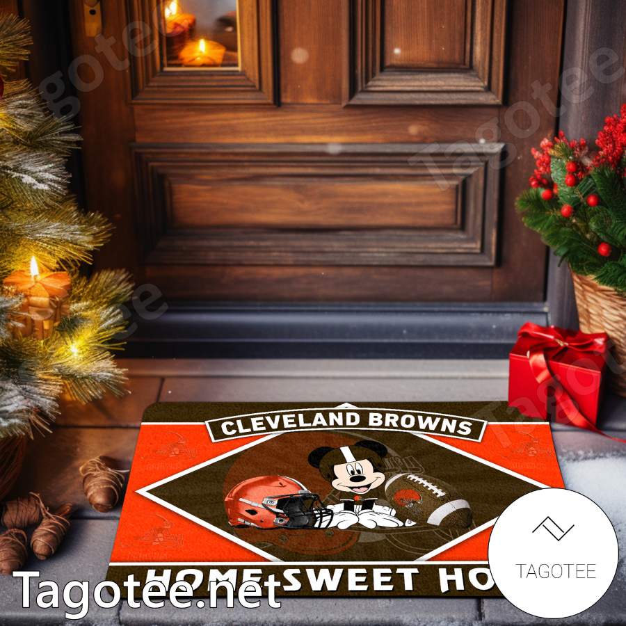 Cleveland Browns Mickey Mouse Home Sweet Home Doormat