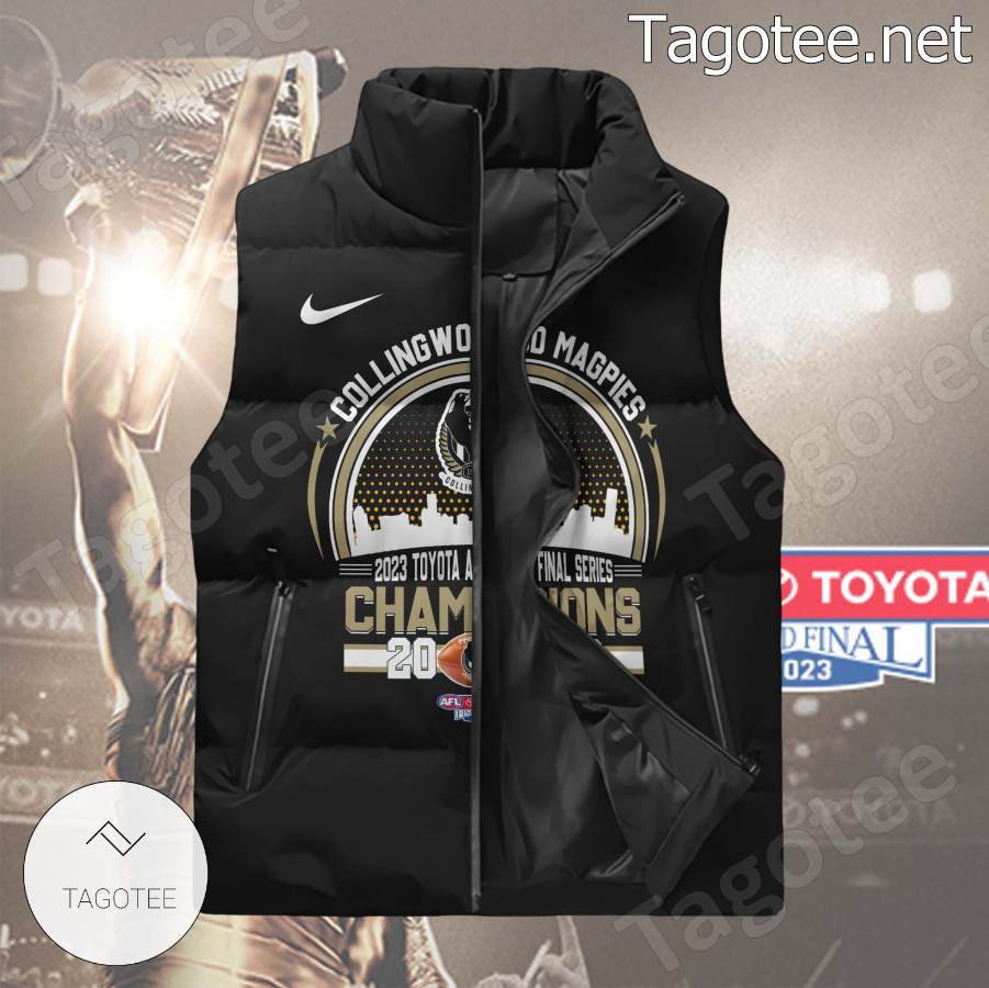 Collingwood Magpies 2023 Toyota Afl Final Series 2023 Puffer Vest a