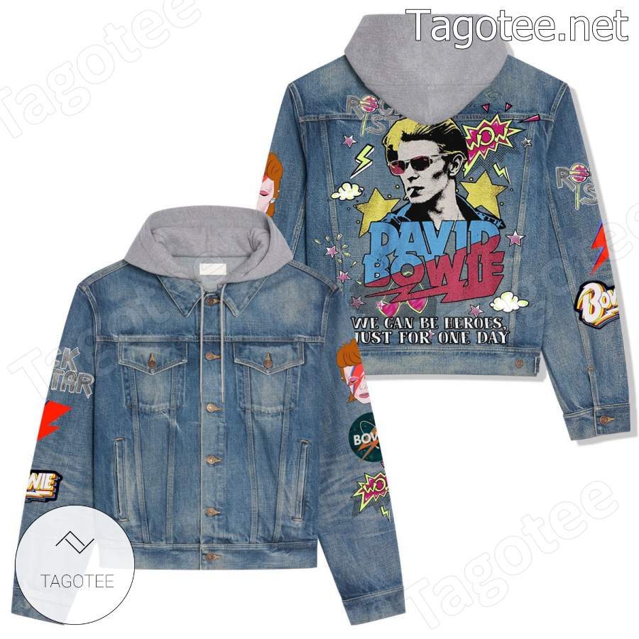 David Bowie We Can Be Heroes Just For One Day Jean Jacket Hoodie
