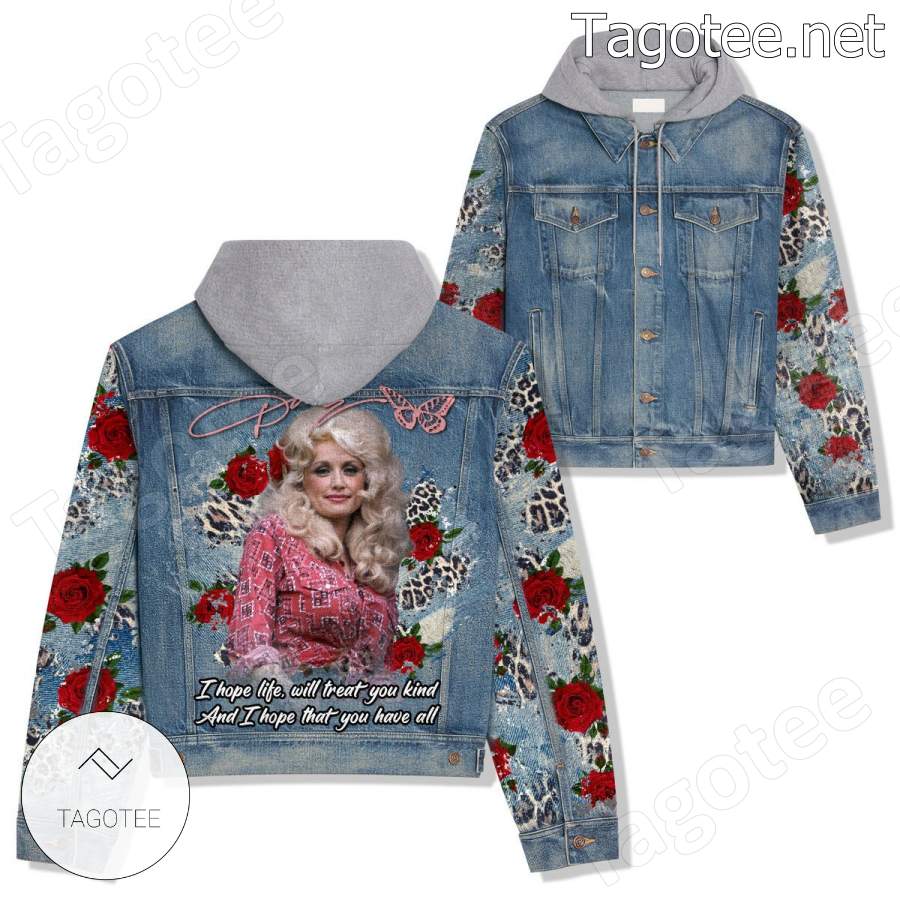 Dolly Parton I Hope Life Will Treat You Kind Hooded Denim Jacket