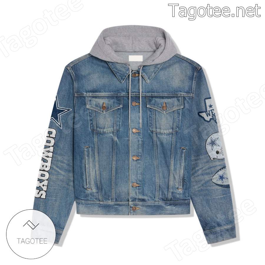 God First Family Second Then Dallas Cowboys Football Hooded Jean Jacket a