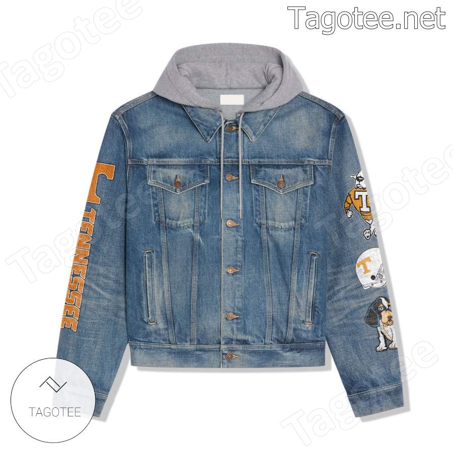 God First Family Second Then Tennessee Football Hooded Jean Jacket a