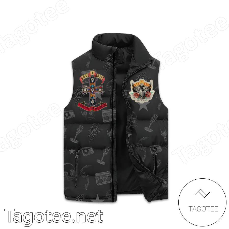 Guns N' Roses Band Symbol Men's Sleeveless Puffer Jacket a