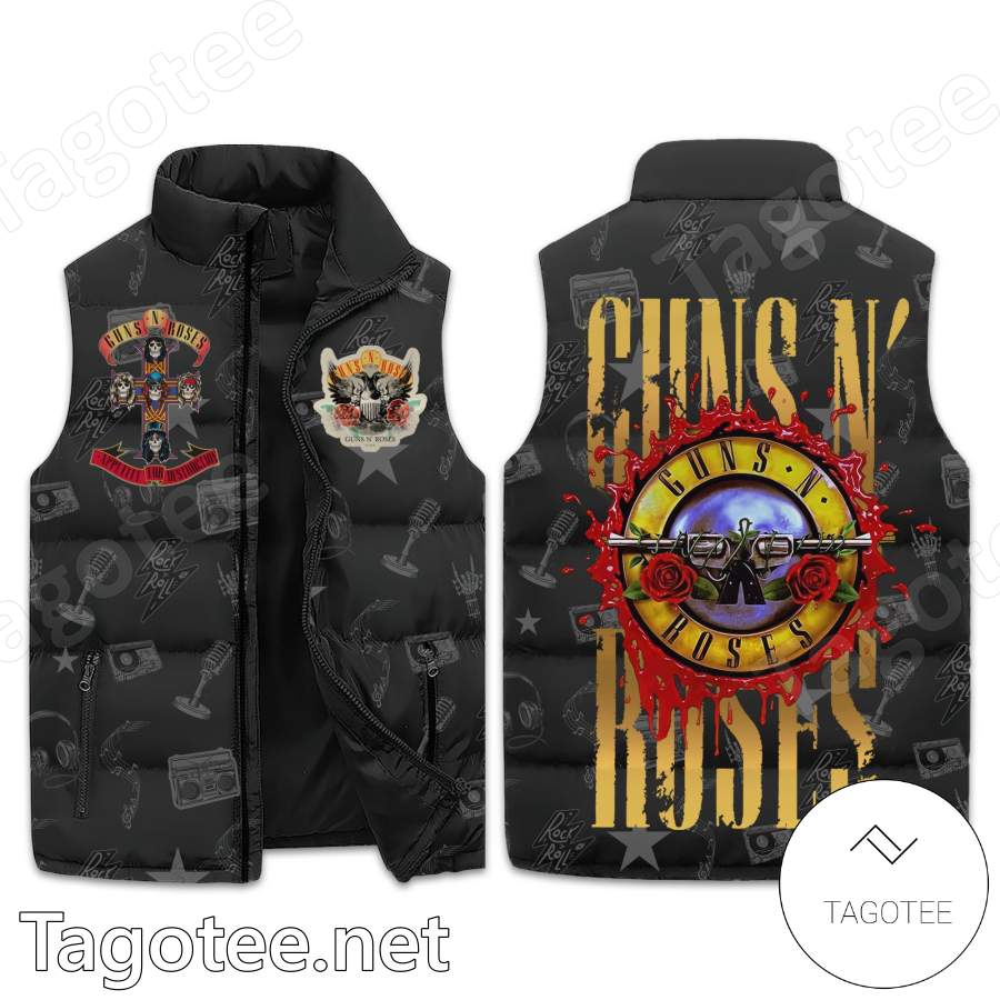 Guns N' Roses Band Symbol Men's Sleeveless Puffer Jacket