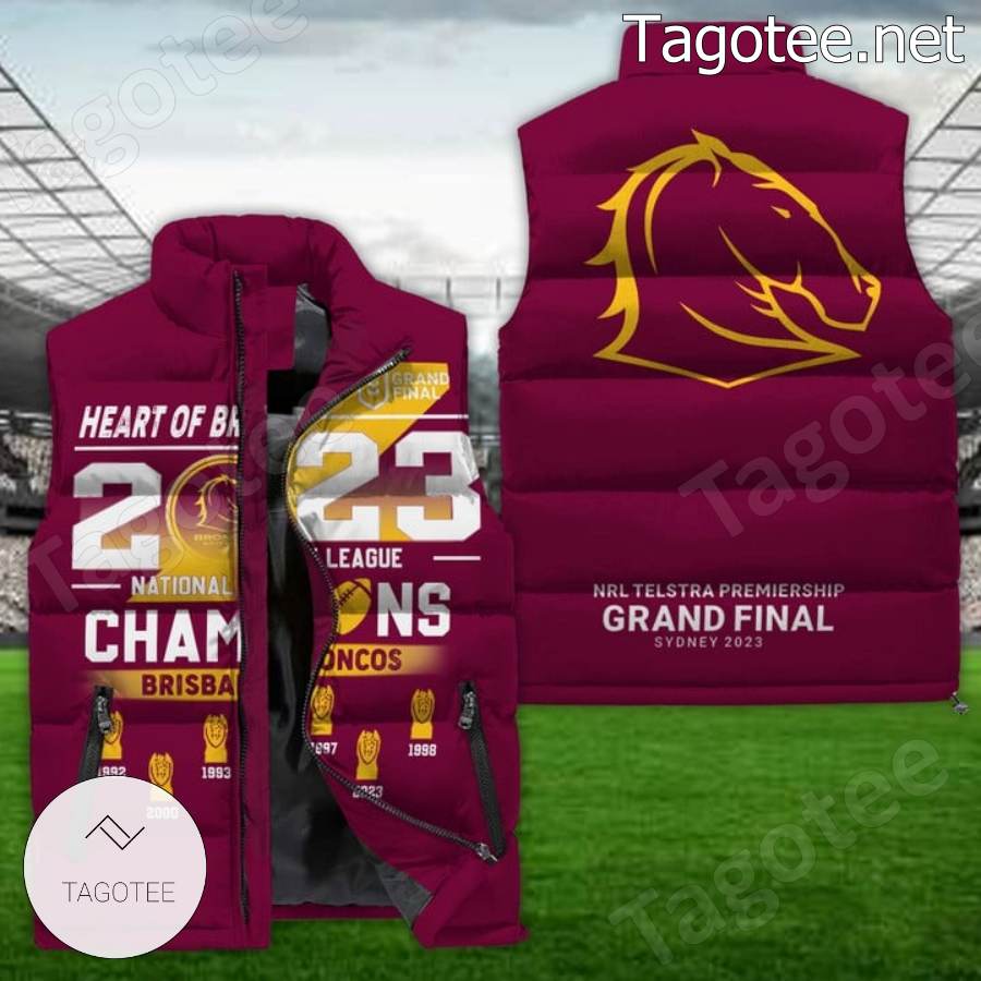 Heart Of Brisbane Broncos Nrl Champions Puffer Vest