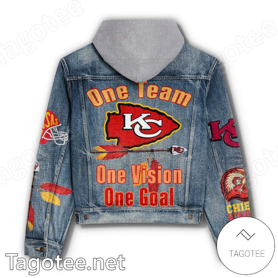 Kansas City Chief One Team One Vision One Goal Hooded Denim Jacket a