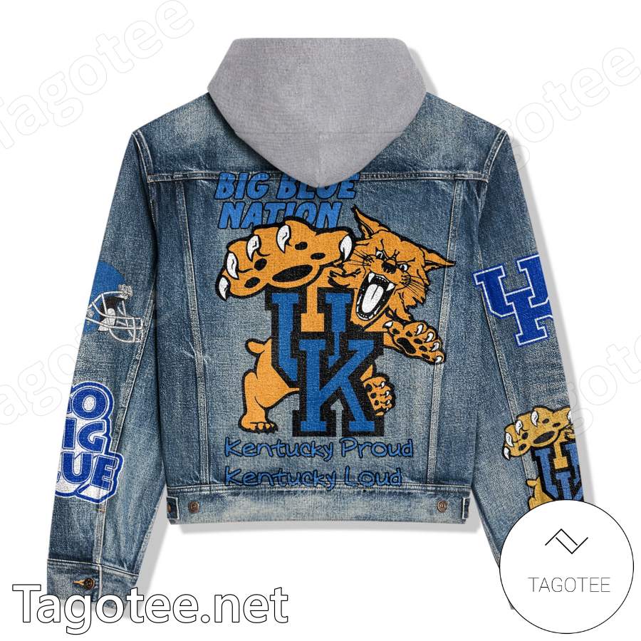 Kentucky Wildcats Big Blue Nation Kentucky Proud Kentucky Loud Hooded Denim Jacket a