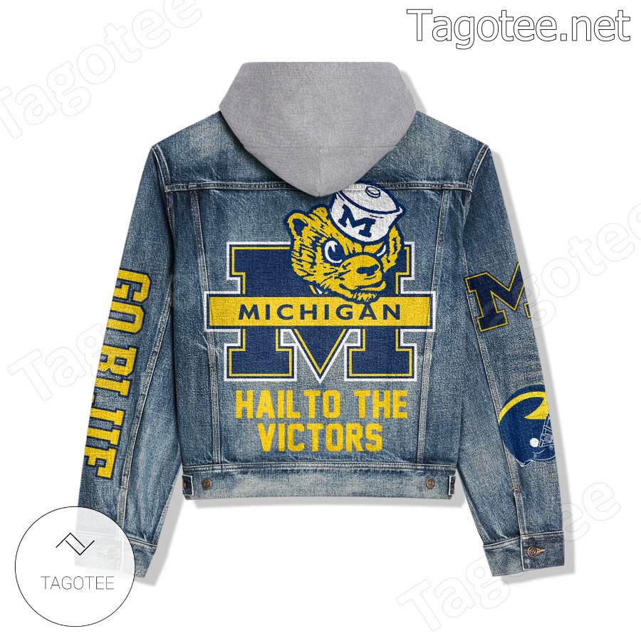 Michigan Wolverines Hail To The Victors Hooded Denim Jacket a