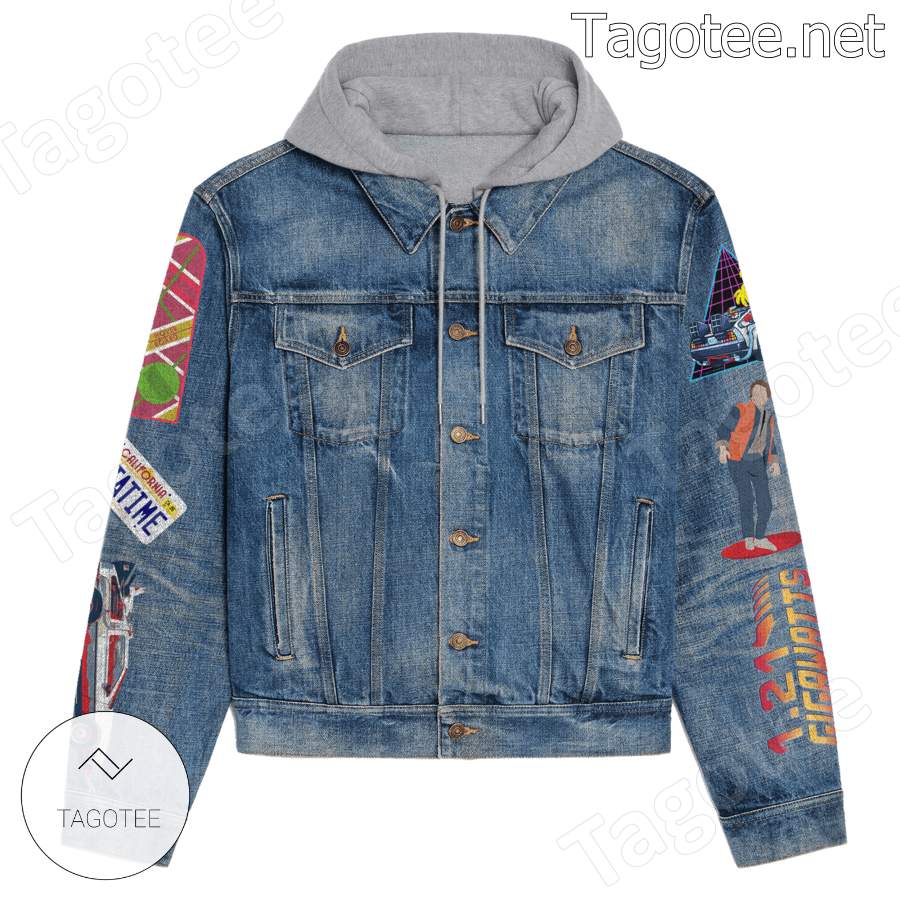 Back To The Future Where We're Going We Don't Need Roads Hooded Jean Jacket a