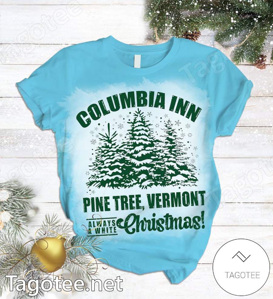 Columbia Inn Pine Tree Vermont Always A White Christmas Pajamas Set a
