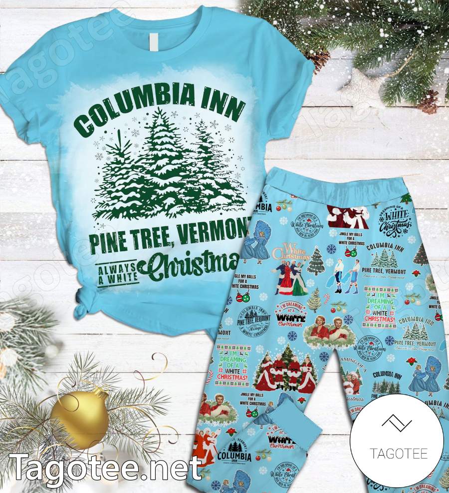Columbia Inn Pine Tree Vermont Always A White Christmas Pajamas Set