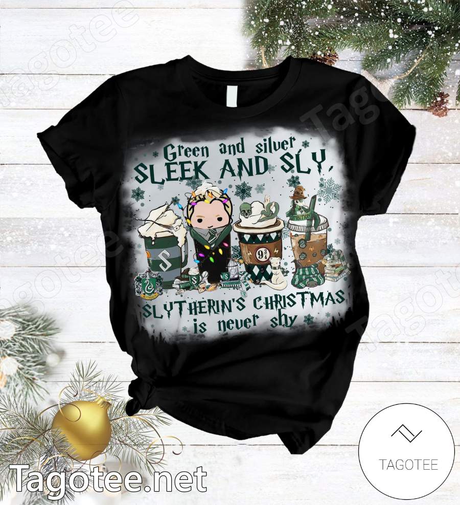 Harry Potter Green And Silver Sleek And Sly Slytherin's Christmas Is Never Shy Pajamas Set a