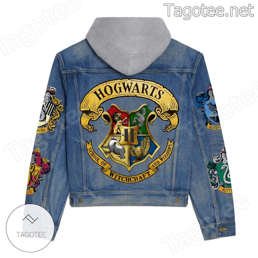 Harry Potter Hogwarts School Of Witchcraft And Wizardry Hooded Jean Jacket a