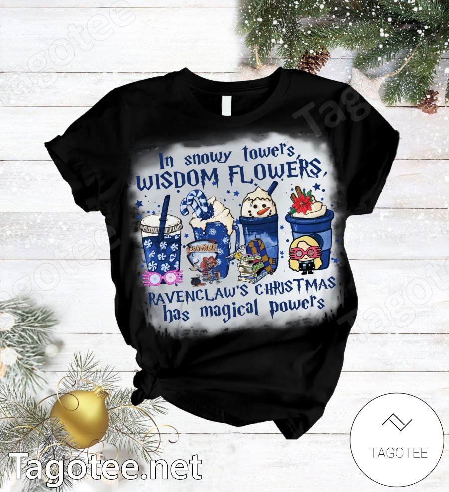 Harry Potter In Snowy Towers Wisdom Flowers Ravenclaw's Christmas Has Magical Powers Pajamas Set a
