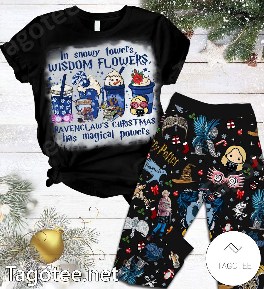 Harry Potter In Snowy Towers Wisdom Flowers Ravenclaw's Christmas Has Magical Powers Pajamas Set