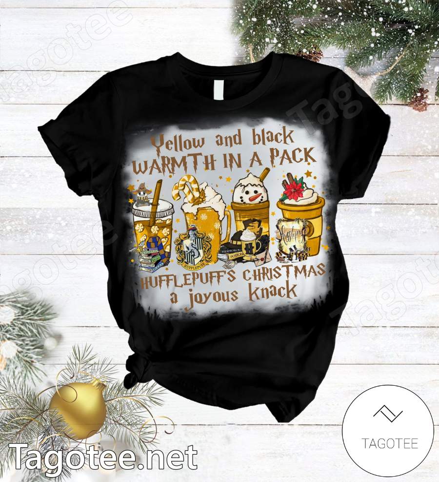Harry Potter Yellow And Black Warmth In A Pack Hufflepuff's Christmas A Joyous Knack Pajamas Set a