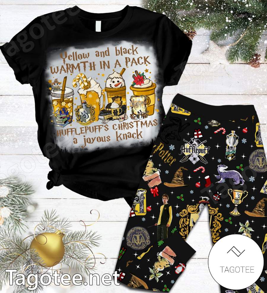 Harry Potter Yellow And Black Warmth In A Pack Hufflepuff's Christmas A Joyous Knack Pajamas Set