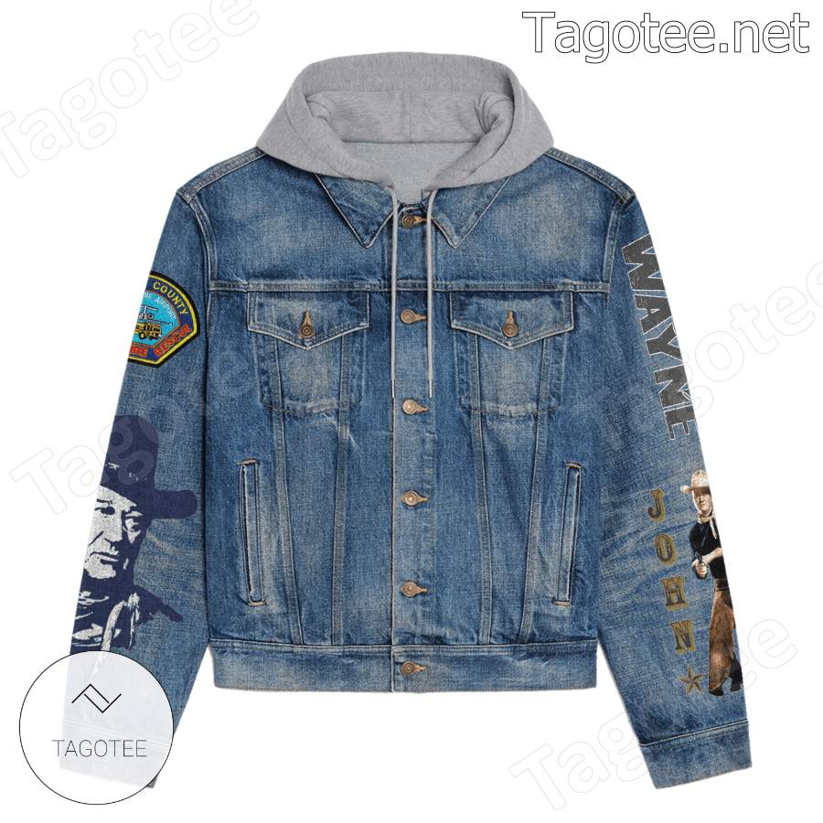 John Wayne Life Is Tough But It's Tougher If You're Stupid Hooded Jean Jacket a
