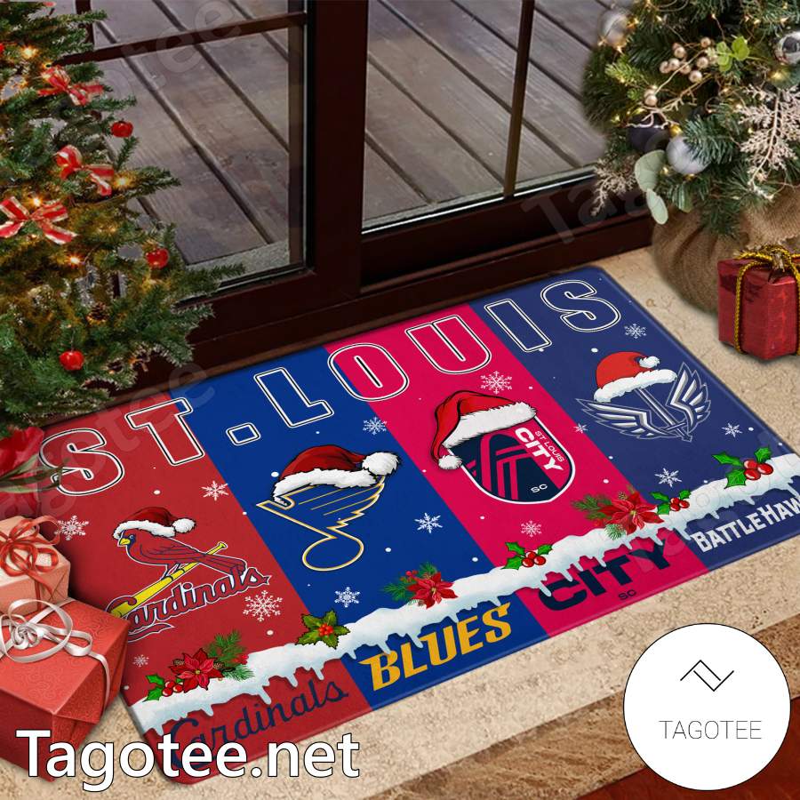 St. Louis Sport Teams Logo Christmas Doormat