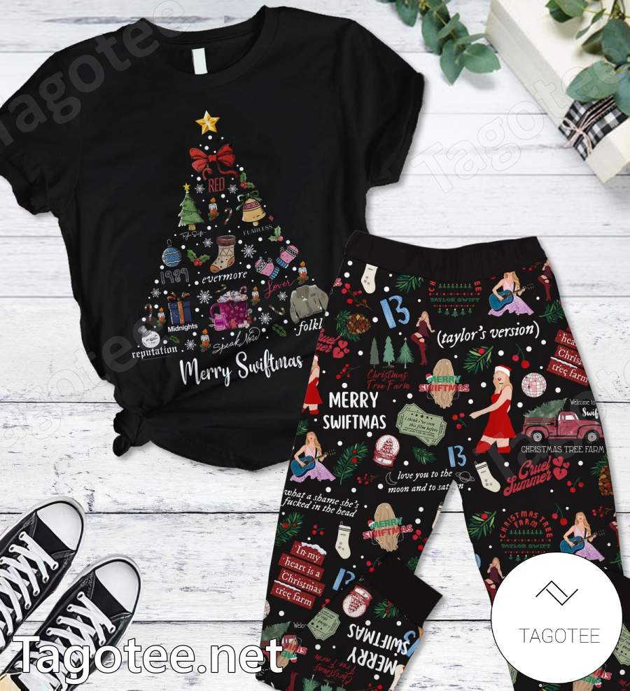 Taylor Swift Merry Swiftmas Christmas Tree Pajamas Set