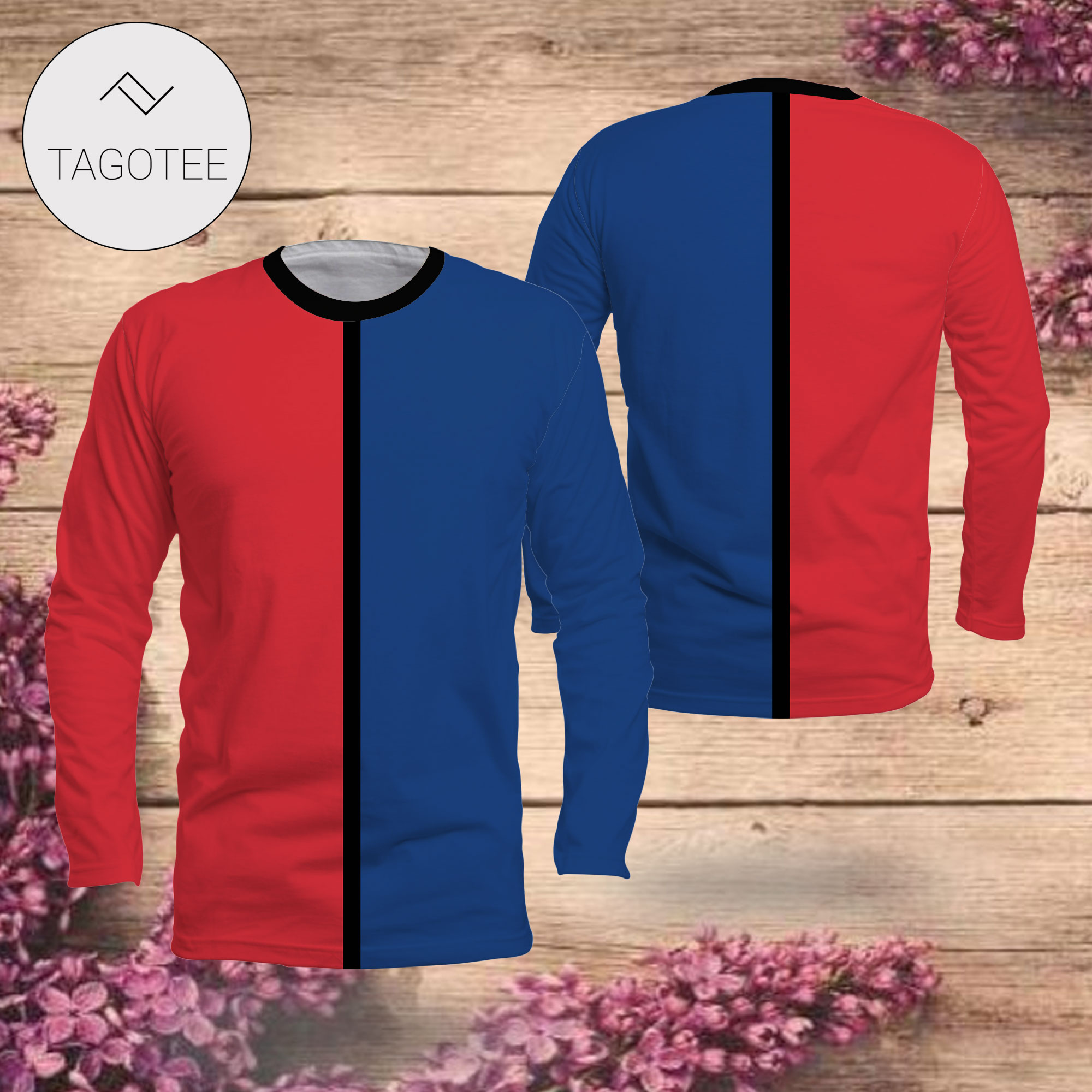 Blue Red Plain Colours Long Sleeve Shirt - EmonShop